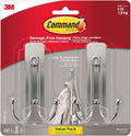 Command Large Brushed Nickel Double Hooks, 2 Hooks and 2 Strips, Damage Free by Unknown