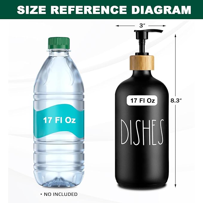 Dish Soap Dispenser for Kitchen, Matte Black Soap Dispenser, Glass Dishes Soap - Image 2