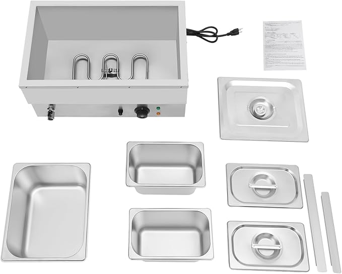DYNAMI 110V 1500W Commercial Buffet Food Warmer,Large Capacity 3 Pan(2.4 * 2 Gal+1 Gal) Stainless Steel Electric Countertop Steam Table with Intelligent Thermostat Design,for Parties Buffet Catering