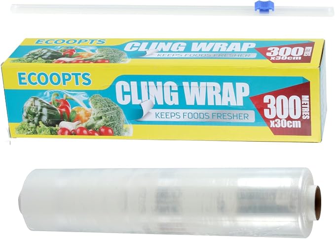 Plastic Food Wrap- 968 SQ. FT. Kitchen Cling Wrap Includes Slide Cutter by Unknown