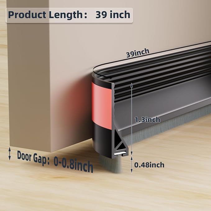 39" Silicone Door Brush Sweep for Door Weather Stripping Bottom, Suitable Gaps - Image 3