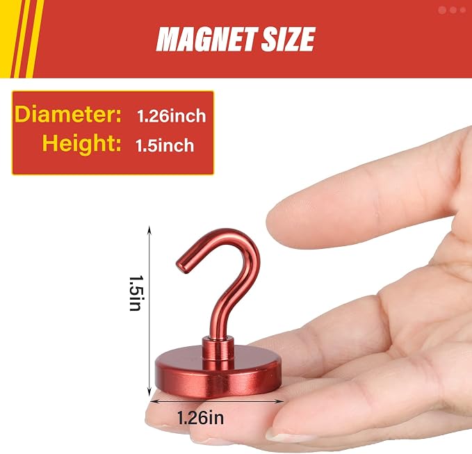 Neosmuk Magnetic Hooks, 130lb Heavy Duty, 10 Pack - Image 4