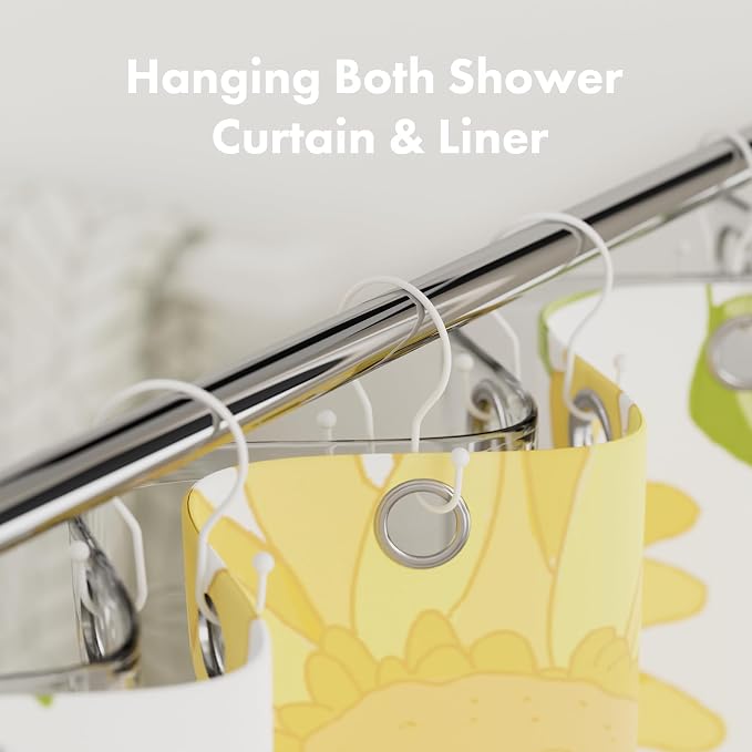 AmazerBath White Shower Curtain Hooks, Shower Curtain Rings, Simple Double - Image 3