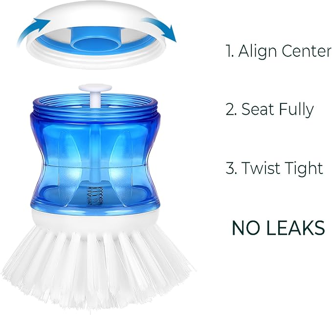 Dish Brush with Soap Dispenser for Pots, Pans & Sink Cleaning, Soft Bristles - Image 4