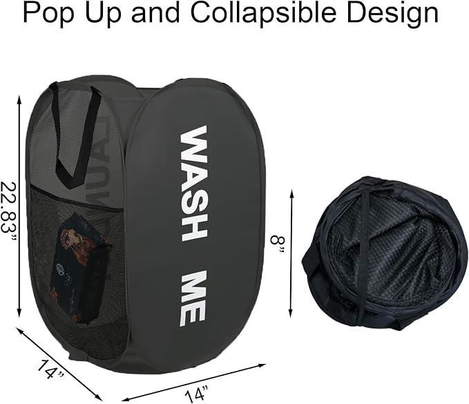 2Pack Mesh Pop Up Laundry Hamper, Foldable Laundry Basket - Image 4