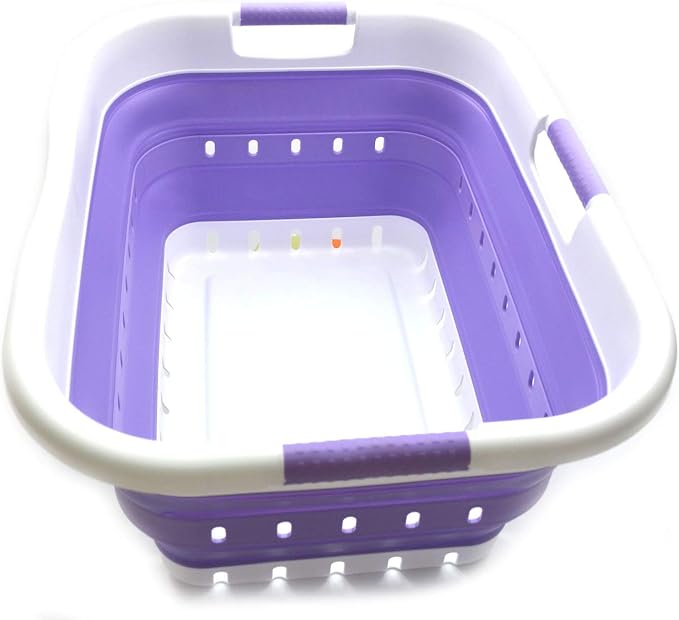SAMMART 41L Collapsible 3 Handled Plastic Laundry Basket by SAMMART