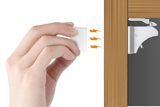 Vmaisi Adhesive Magnetic Locks for Cabinets & Drawers (40 Locks and 4 Keys)