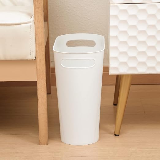 Small Bathroom Trash Can, 3.5 Gallon Slim Garbage Can, 2 Pack White | Plastic - Image 6