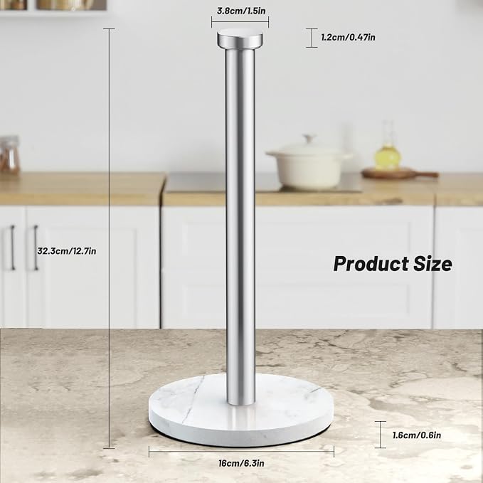 VEHHE Marble Paper Towel Holder, Weighted Base & EVA Non-Slip Pad - Image 7