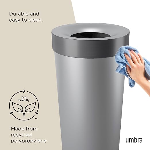 Umbra Vento Kitchen Trash Can, Open Top Bin, 16.5 Gallon, bag concealing design - Image 6