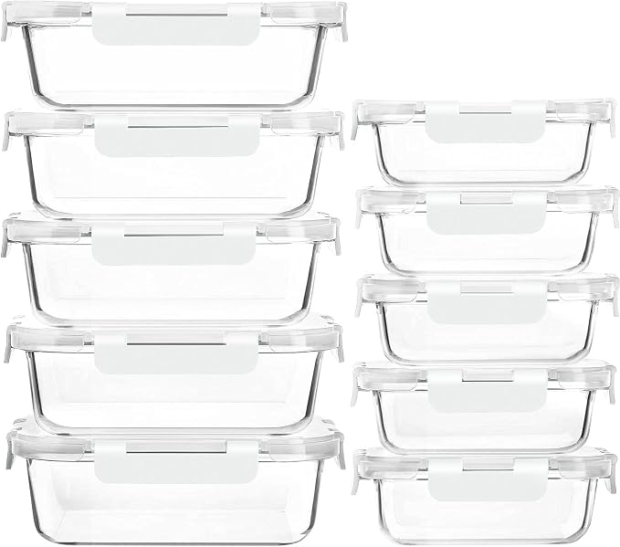 M MCIRCO 10 Pack Glass Food Storage Containers by MMCIRCO