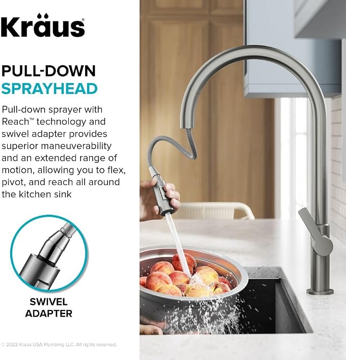 KRAUS Oletto High-Arc Single Handle Pull-Down Kitchen Faucet in Chrome - Image 7