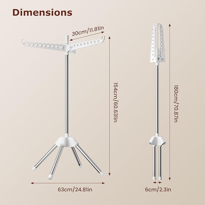 Foldable Clothes Drying Rack, Rotatable Free Standing drying rack, 1 Layer | - Image 2