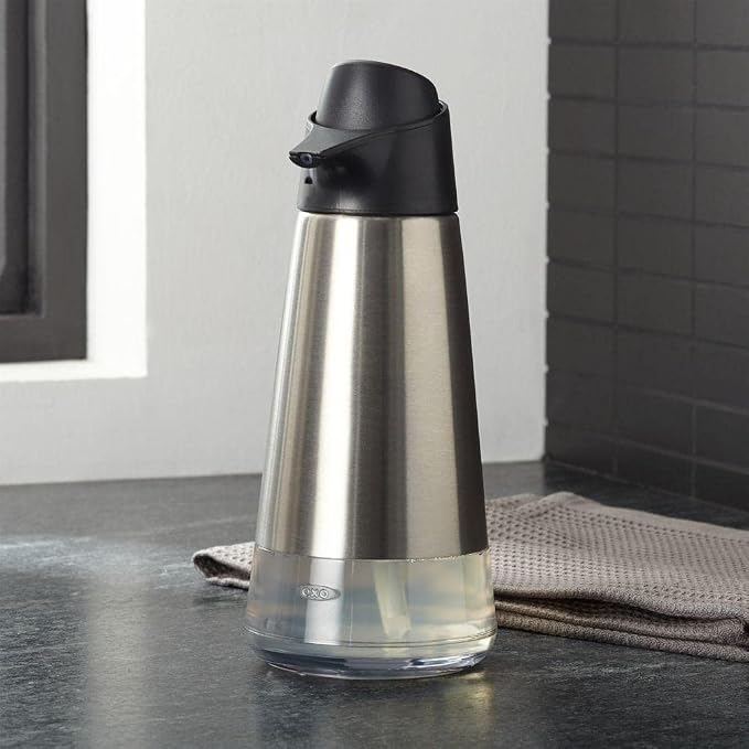 OXO Good Grips Stainless Steel Easy Press Soap Dispenser | 15 oz Capacity - Image 6