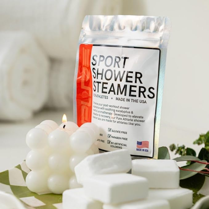Sport Shower Steamers - Made in USA with Natural Lemon Essential Oil, Aromatherapy, Stress and Sinus Relief, Muscle Recovery for Athletes, Best Birthday and Valentines Day Gifts for Runners