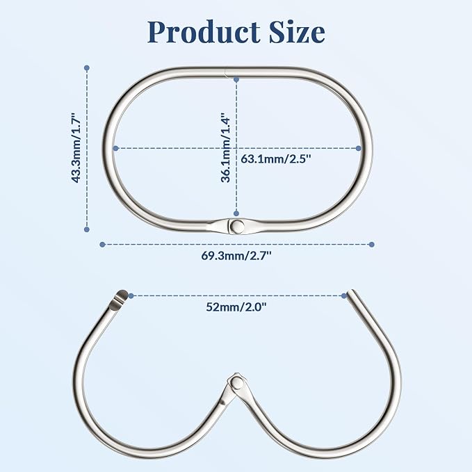 Bathway Shower Curtain Rings, Shower Curtain Hooks 12 Pcs Anti-Drop Shower Rings - Image 5
