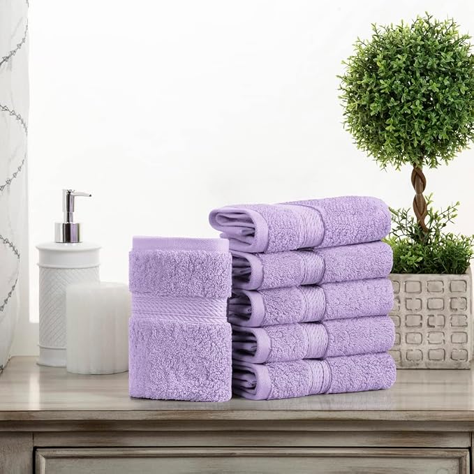 Superior Egyptian Cotton Plush & Absorbent, Face Towel Set of 6, Soft Luxury - Image 2