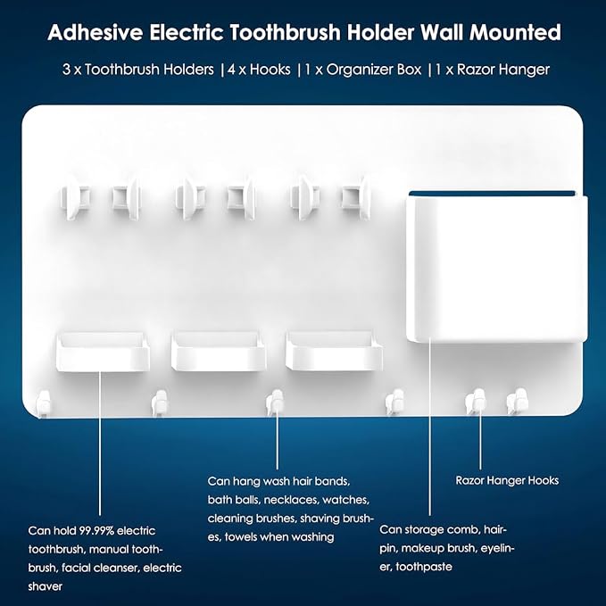 simpletome Adhesive Electric Toothbrush Holder Wall Mounted | no drilling - Image 4