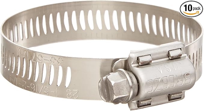 10 Pack Breeze 64044H Power Seal Clamps with 410 Stainless Screw Effective Diameter Range: 2-5/16" - 3-1/4" (59mm - 83mm)