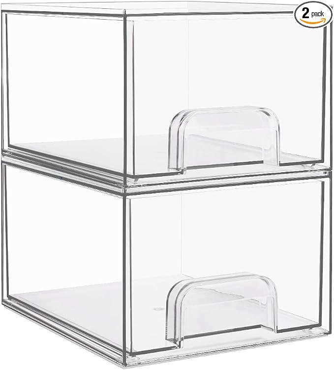 Vtopmart 2 Pack Small Clear Stackable Storage Drawers by Vtopmart