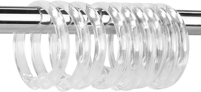 Clear Plastic Shower Curtain Rings, O Shaped Shower Rings by Qulable