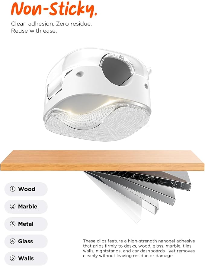 Cable Clips, 8 Pack Cord Holder Cord Organizer Spring Cord Clips Phone Charger - Image 5