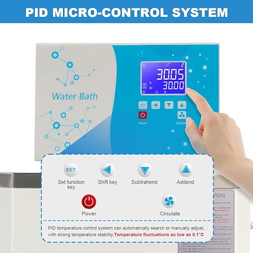 Laboratory High-Temperature Circulating Oil Bath-10L,0.1℃ High Precision Thermostat,RT-300℃,for Glass Reactor 110V (10L Water & Oil Bath)