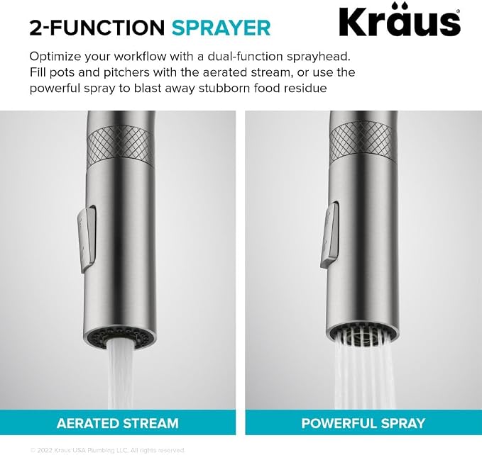 KRAUS Oletto Modern Industrial Pull-Down Single Handle Kitchen Faucet in Spot - Image 10