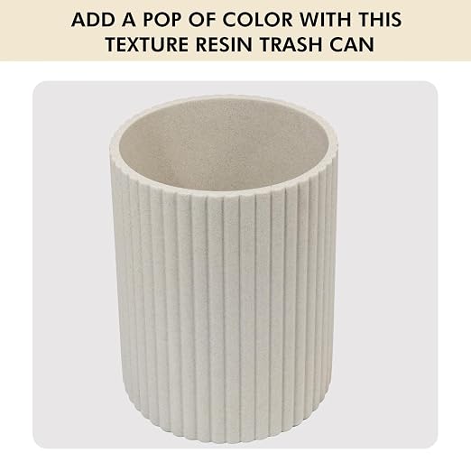 Beige Luxury Stone Bathroom Trash Can, Modern Bathroom Office Trash Can - Image 4
