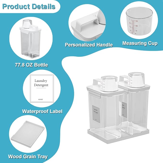 77.8OZ Laundry Detergent Dispenser Container, 2 Pack Liquid Laundry Dispenser - Image 5