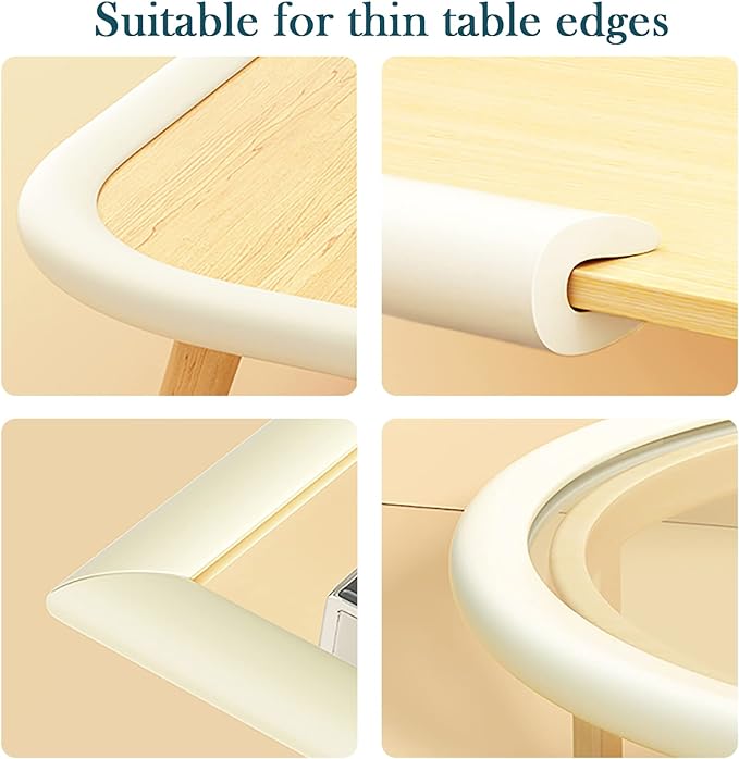 Baby Proof Edge Protectors 2-Pack (8Ft Total) - Ultra-Soft Foam U-Shaped Corner Guards for Table,Desk,Furniture - 4 Colors Safety Bumpers for Sharp Edges Under 2cm(Beige)