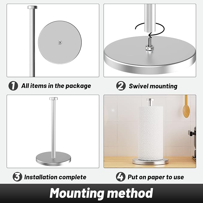 VEHHE Paper Towel Holder Countertop, EVA Weighted Non-Slip Base - Image 5