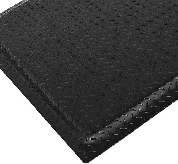 Nisorpa Anti Fatigue Mats Industrial 2' x 7' Ergonomic Standing Mat 15/16" Extra Thick Cushioned Shop Floor Mats Kitchen Mats Heavy Duty Commercial Diamond Plate Support for Leg & Back Pain, Black