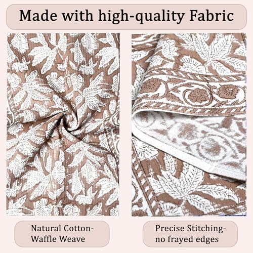 Ridhi Oak Brown Hand Block Print 100% Cotton Kitchen Towels, 16x28 Inch - Image 2
