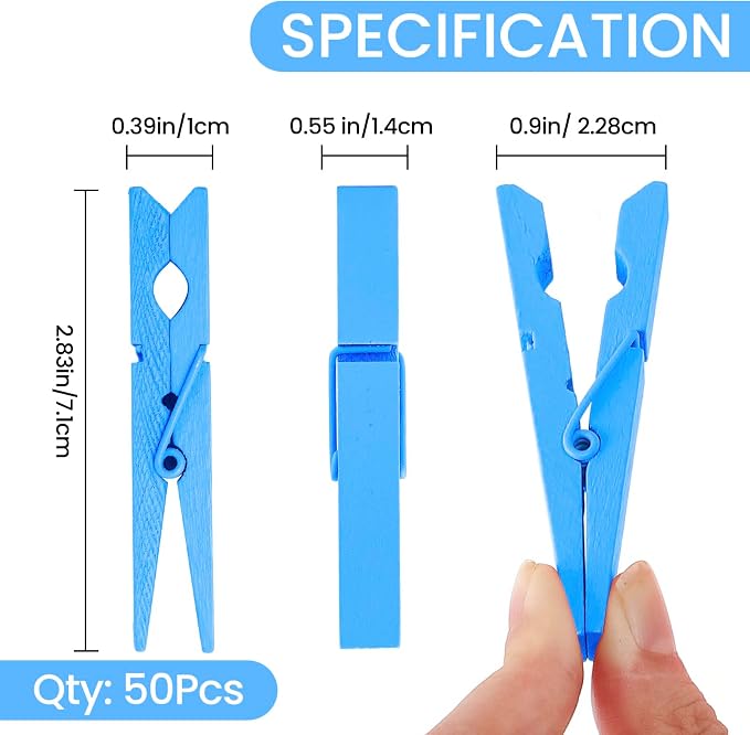 50PCS Colored Wooden Clothespins 2.9 Inch Color Clothes Pins - Image 7