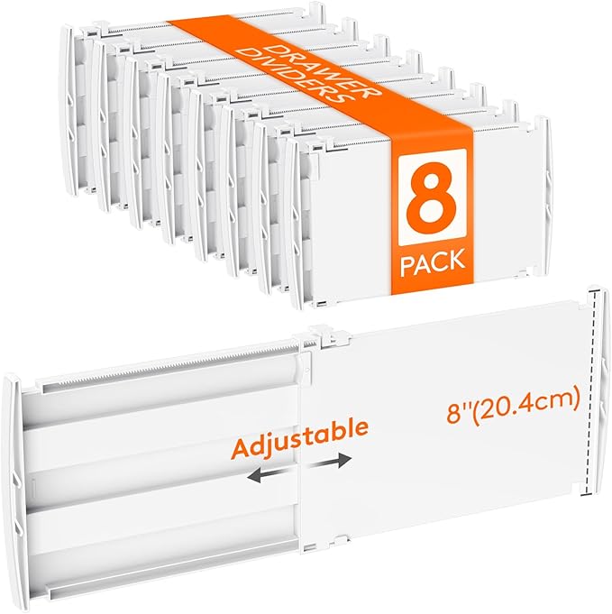 Lifewit 8" Tall Drawer Dividers, Adjustable Deep Drawer Organizer Clothes | 8 by Lifewit