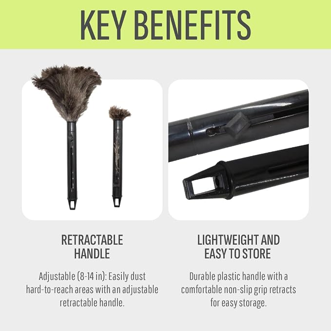 Retractable Feather Duster 8-14 in Adjustable - Image 3