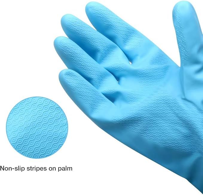 Alimat PluS Kitchen Gloves Latex Free, Cotton Flock Liner, 4 Pairs | Reusable - Image 4
