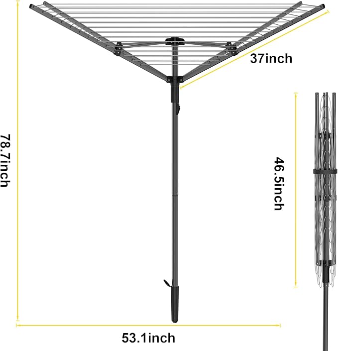 BAKON Heavy Duty Clothesline Outdoor, 40M Rotary Adjustable Tension Umbrella - Image 7