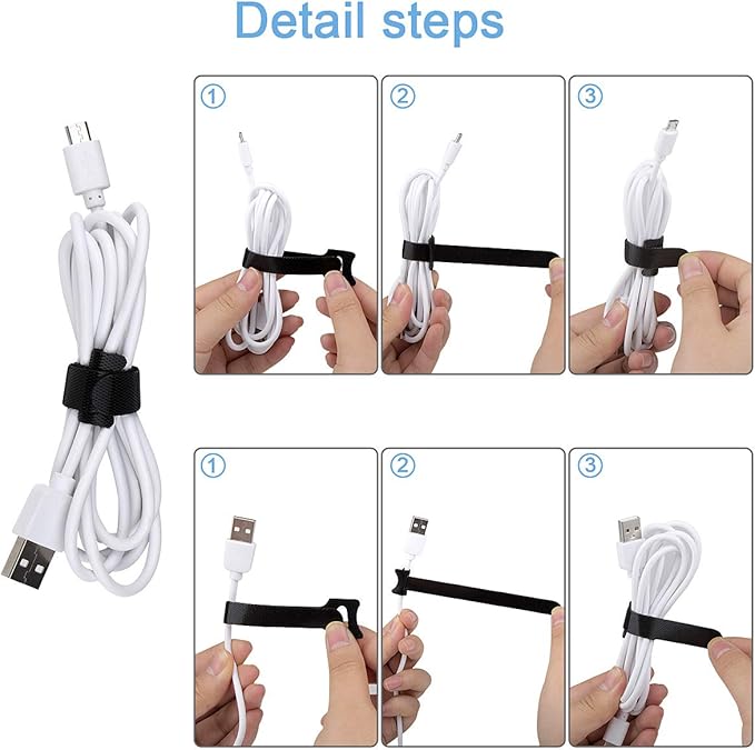 Nettbe 60 PCS 6 Inches Reusable Cable Ties, Adjustable Cord Straps Wire - Image 3