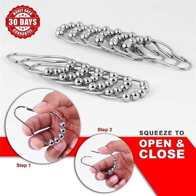 Uigos Shower Curtain Hooks Rings, Rust-Resistant - Image 7