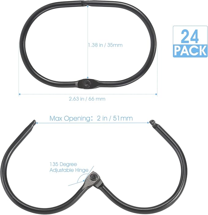 24 Pcs Shower Curtain Rings, Goowin Shower Curtain Hooks, Oval Snap Shower Rings - Image 5