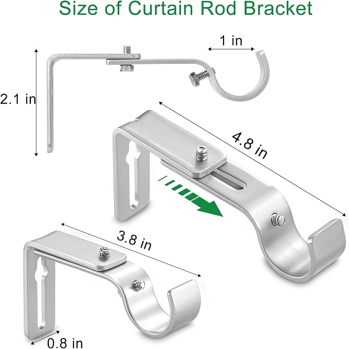 LLPJS Curtain Rod Bracket Adjustable, Drapery Rod Holder Hooks Support Hangers - Image 6