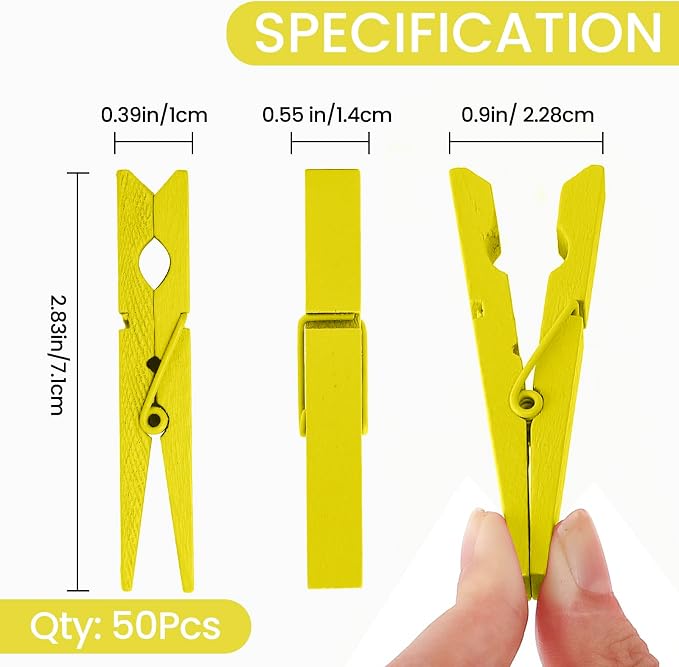 50PCS Colored Wooden Clothespins 2.9 Inch Color Clothes Pins - Image 7