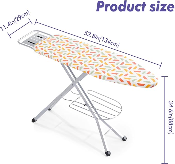 BKTD Full Size Ironing Board, Sturdy Frame, Heat Resistant Cover, Iron Rest - Image 4