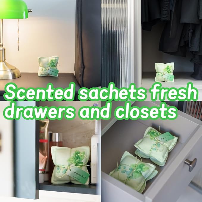 AUCUDA 4 Pack Mint Sachet Bags for Drawers and Closets, Scented Packets - Image 4