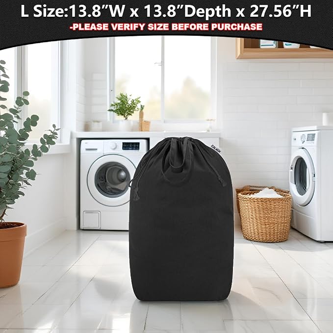 Canvas Laundry Bags with Handles & Square Base 13.8"Wx13.8"Dx27.6"H - Image 7