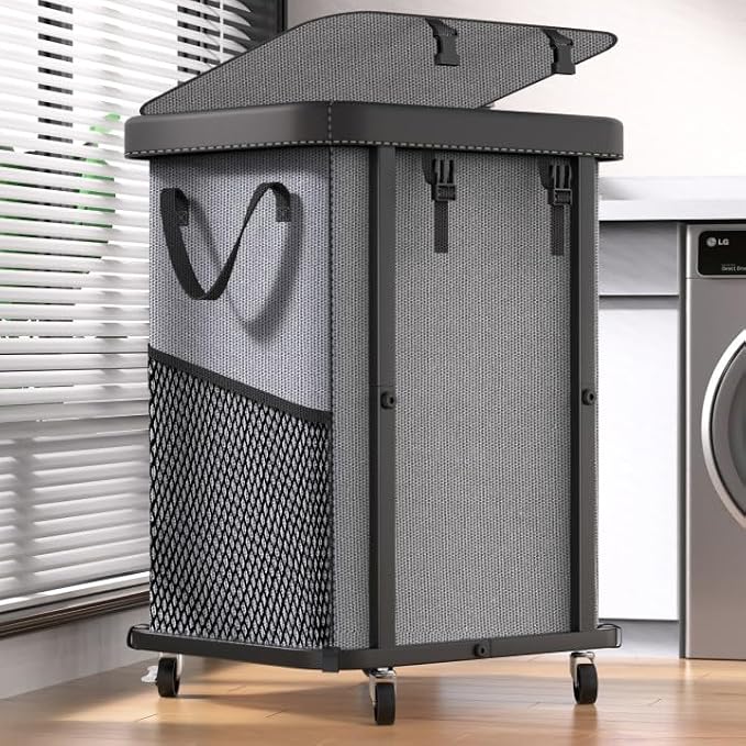 Laundry Basket with Wheels, 150L Rolling Hamper Carts by Unlockyourhomestoragelife