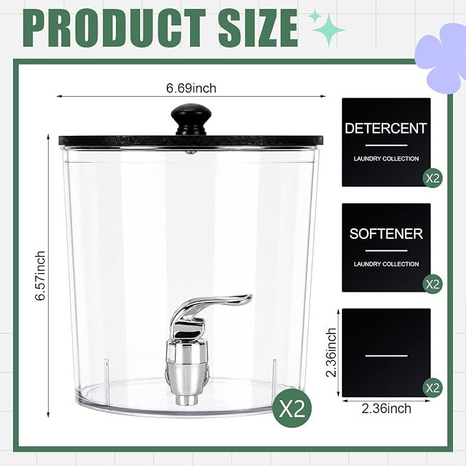 Sawysine 2 Pack Laundry Detergent Dispenser, 145 oz /4.3L Fabric Softener - Image 2