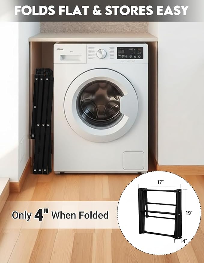 3-Tier Metal Folding Clothes Drying Rack, Laundry Drying Rack Clothing | - Image 6